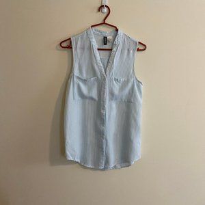 Seersucker Sleeveless Blouse